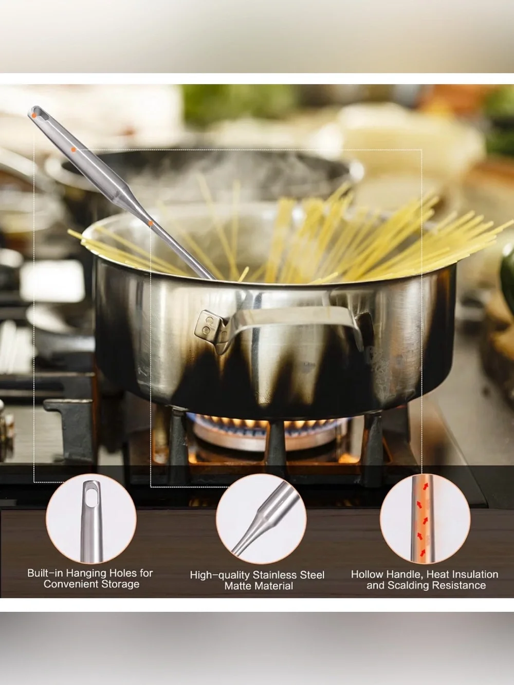 6Pcs Stainless Steel Kitchen Utensils Set Includes Utensil Holder